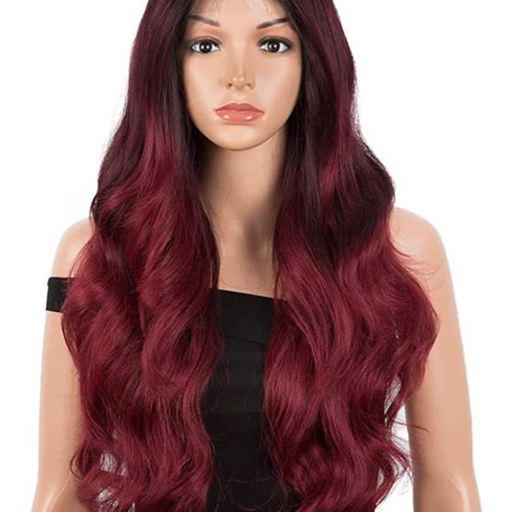 Layered wavy red ombré wig